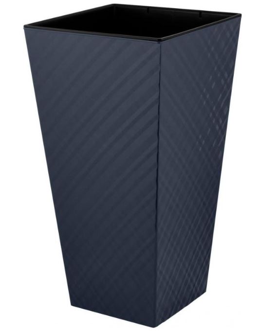 Горшок для цветов InGreen Manhattan CUBE 300х300х564мм 34л c дренаж. вставкой вулканический серый           